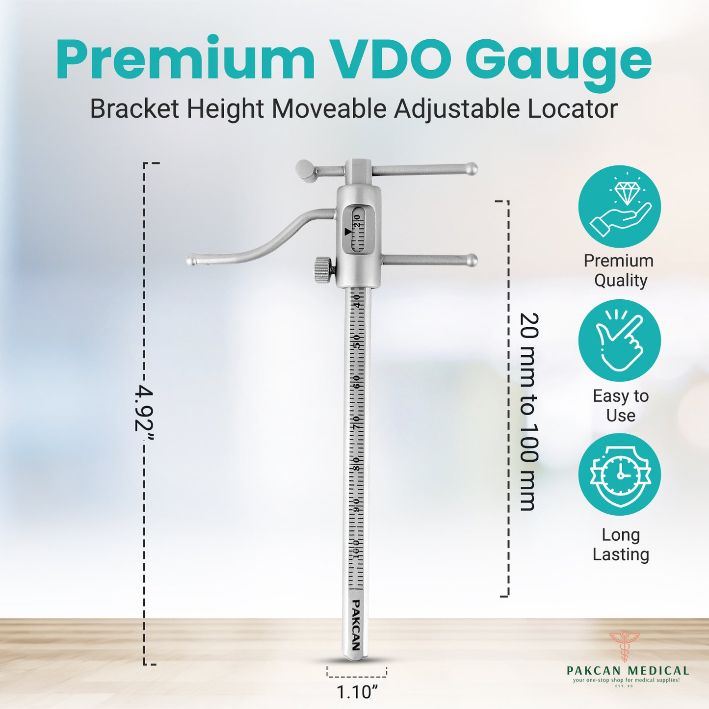 Premium Dental Orthodontic Gauge - VDO Gauge - Venus Apollo Dental Orthodontic Gauge - Bracket Height Moveable Adjustable Locator and for Measuring Vertical Dimension of Occlusion