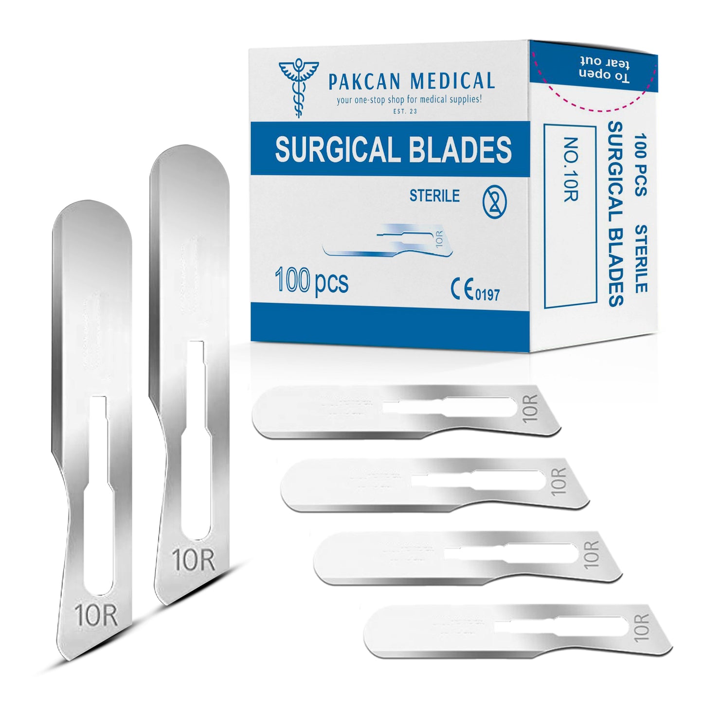 Dermaplaning Scalpel Blades 0.7 mm Extra Wide Sterile Blades Carbon Steel - Individually Wrapped Pack of 100 Blades