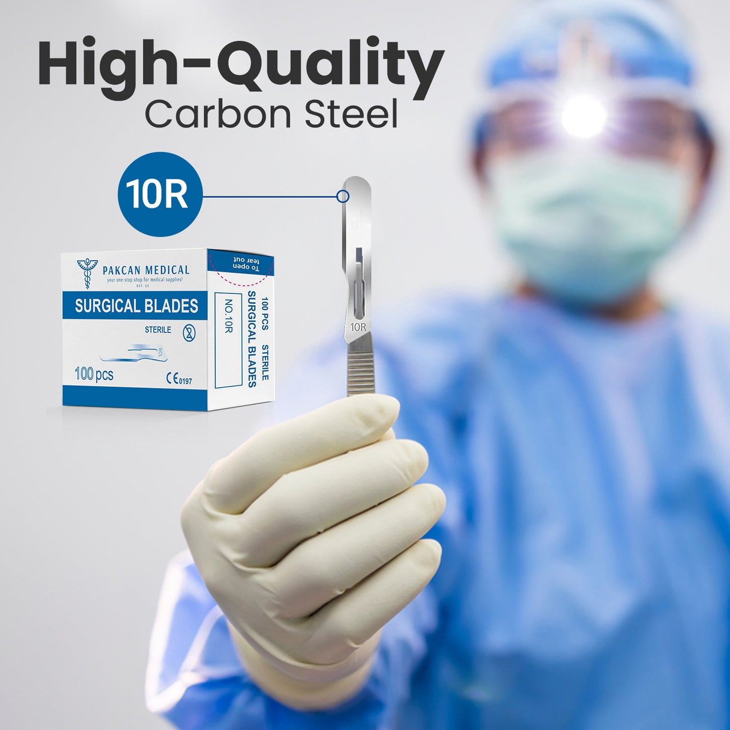 Dermaplaning Scalpel Blades 0.7 mm Extra Wide Sterile Blades Carbon Steel - Individually Wrapped Pack of 100 Blades