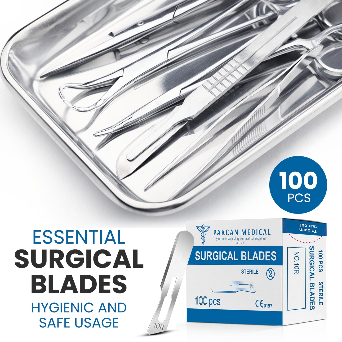 Dermaplaning Scalpel Blades 0.7 mm Extra Wide Sterile Blades Carbon Steel - Individually Wrapped Pack of 100 Blades