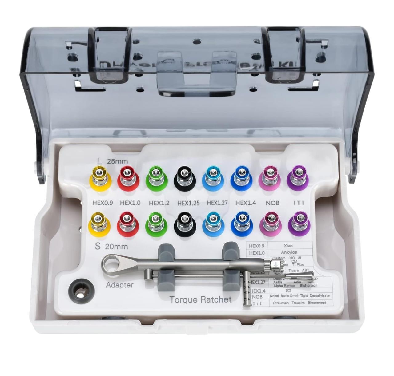 Dental Implant Kit with Universal Prosthetic Torque Wrench & 16 Screwdriver