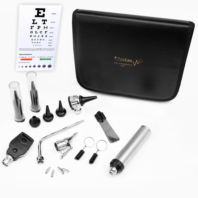 Fiber Optic Otoscope Ophthalmoscope Examination LED Diagnostic ENT Set Black New CE Fiber Optic Otoscope Ophthalmoscope Examination LED Diagnostic ENT Set Black New CE